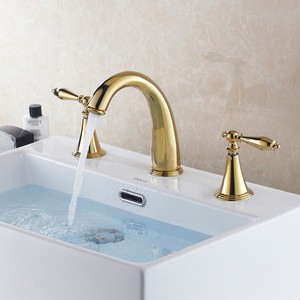 ... -Widespread-Basin-Mixer-Tap-Gold-Polished-Brass-Bathroom-Sink-Faucet