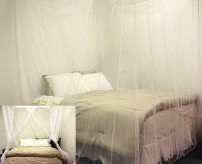 4 Corner Post Bed Canopy White Mosquito ...