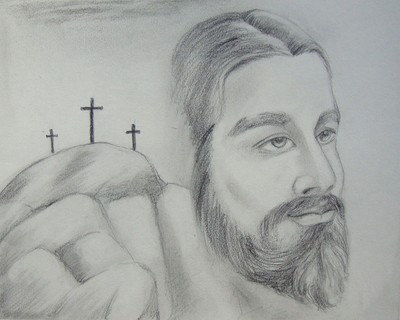 Christian Jesus Artwork Handmade Christ Crucifix Religious pencil sketch India