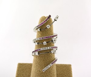... STAURINO FRATELLI 18K WHITE GOLD PINK SAPPHIRE SPIRAL RING SIZE 6
