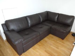 Fernando Leather Right Hand Sofa Bed Corner Group-Chocolate. in ...