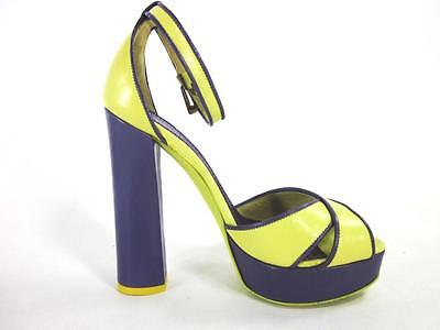 Pre-owned Sebastian Womens Cross Strap Platform Fashion Sandal Citron Us Size 8.5 Eur 38.5 In Green