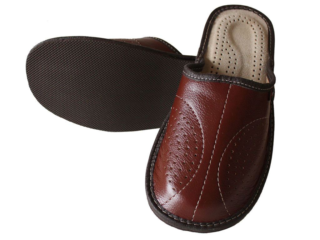 Mens Leather Slippers Slip On Shoes Size 7 8 9 10 11 12 13 UK Mules eBay