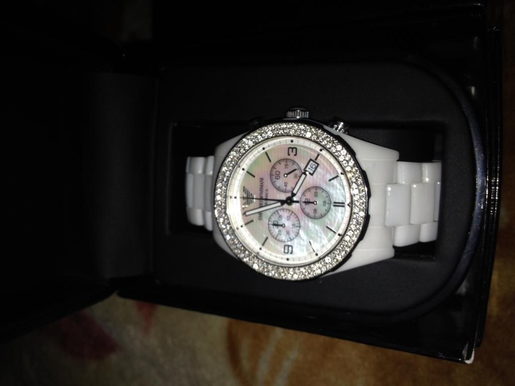 New Mens Black & White Armani Diamond Watches
