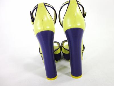 Pre-owned Sebastian Womens Cross Strap Platform Fashion Sandal,citron, Us Size 7.5 Medium In Green
