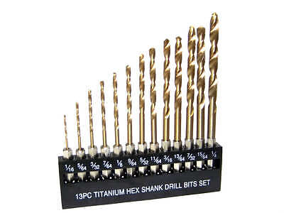 13 pc Hex Shank Titanium Drill Bit ...
