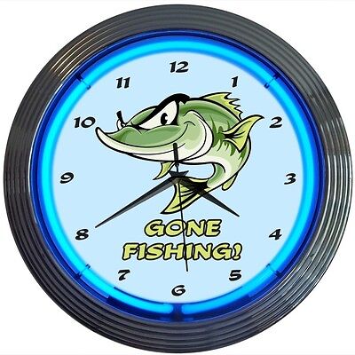 Gone Fishing Neon Clock 8GFISH w/ FREE Shipping 