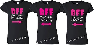 BFF shirt Best Friend Triple Matching Friends shirts funny cute (Funny Best Friend Shirts)