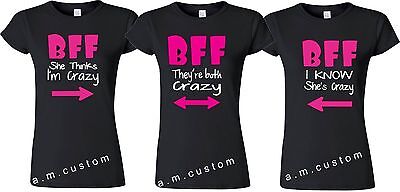 BFF shirt Best Friend Triple Matching Friends shirts cute (Cute Best Friend T Shirts)