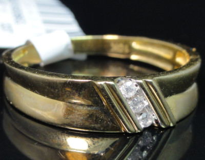 Pre-owned Usdiamondking 10k Yellow Gold Men's Three Stone Genuine Round Diamond Wedding Band Ring 6mm In H-i