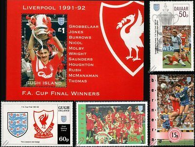LIVERPOOL FC FA CUP Winners 1991-1992 Football Stamps (Ian Rush)