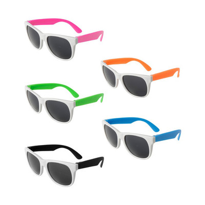 Pre-owned Frame 144 Personalized Neon White  Sunglasses, Custom Bulk Wedding & Party Favors In Black