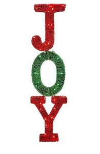 27 034 Vertical 3D Glitter Joy Sign Clear Lights Outdoor Yard Christmas