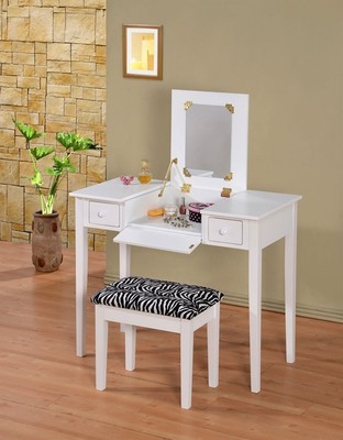 Wooden Makeup Vanity Table Set with Flip ...