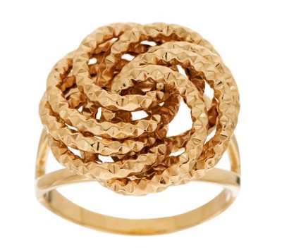 Pre-owned Bestgoldshop Bold Diamond Cut Love Knot Rosetta Ring 14k Yellow Gold Free Sz 3.6gr Qvc