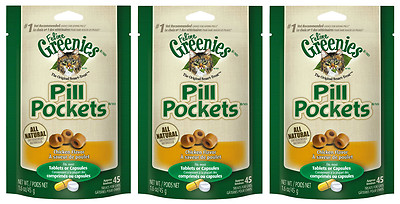 (3) GREENIES PILL POCKETS FOR CATS. CHICKEN ...