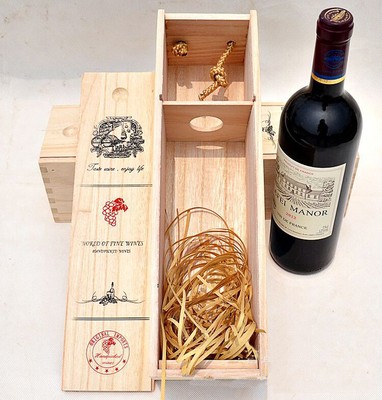 Single Bottle Wood Wine Box Carrier Crate ...