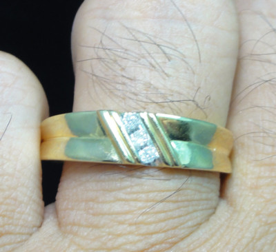 Pre-owned Usdiamondking 10k Yellow Gold Men's Three Stone Genuine Round Diamond Wedding Band Ring 6mm In H-i