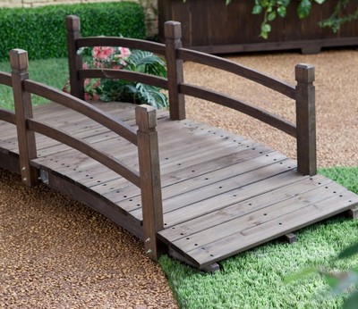 6 Ft Fir Wood Outdoor Garden Bridge ...