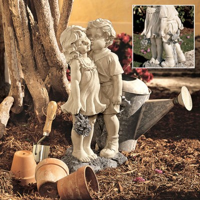 Garden Statue Kissing Children Patio Sculpture Outdoor ...