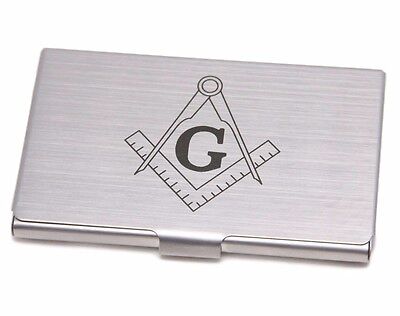 Quality Metal Business Card Holder with Masonic Symbol