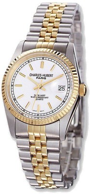 Pre-owned Charles-hubert Ladies Charles Hubert Ip-plated Two-tone 26mm Off White Dial Watch