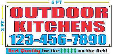 OUTDOOR KITCHENS w CUSTOM PHONE Banner Sign Larger Size Best Quality for The