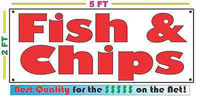 FISH & CHIPS BANNER Sign NEW Larger Size Best Quality for the $$$