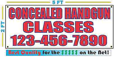 CONCEALED HANDGUN CLASSES w CUSTOM PHONE Banner Sign NEW Best Quality for the