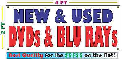 NEW AND USED DVDs & BLU RAYS Banner Sign Larger Size Best Price for The $ (Best Price For Used Dvds)