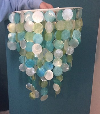 Crockery Barn Capiz Chandelier Blue Green