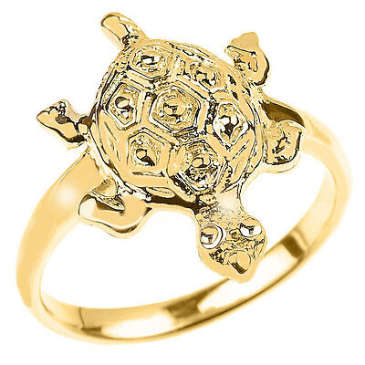 Pre-owned Claddagh Gold Solid Yellow Gold Turtle Ladies Ring
