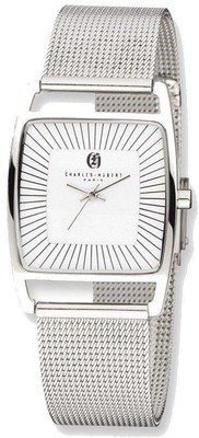 Pre-owned Charles-hubert Charles Hubert Stainless Steel White Dial Milanese Band Watch