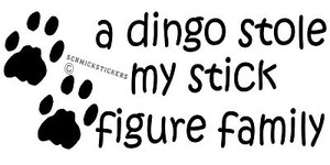 Funny Stick Figure Snowmobile Sticker on Funny Stick Figure Family Sticker Paw Print Dingo Stole My Family