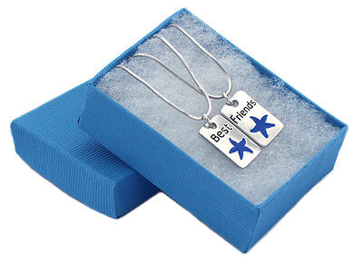 Best Friends Forever BFF Friendship Blue Starfish Pendant Necklace Gift