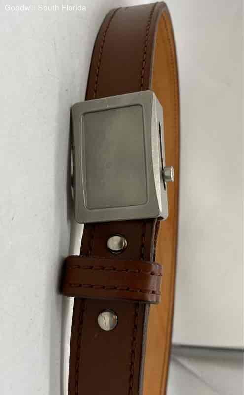 A.G Mens Brown Leather Adjustable Casual Buckle Dress Belt Size 36
