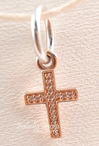 Cz ROSE Authentic pandora Silver cross pendant OF Pendant Charm 14K GOLD CROSS FAITH  PANDORA charm