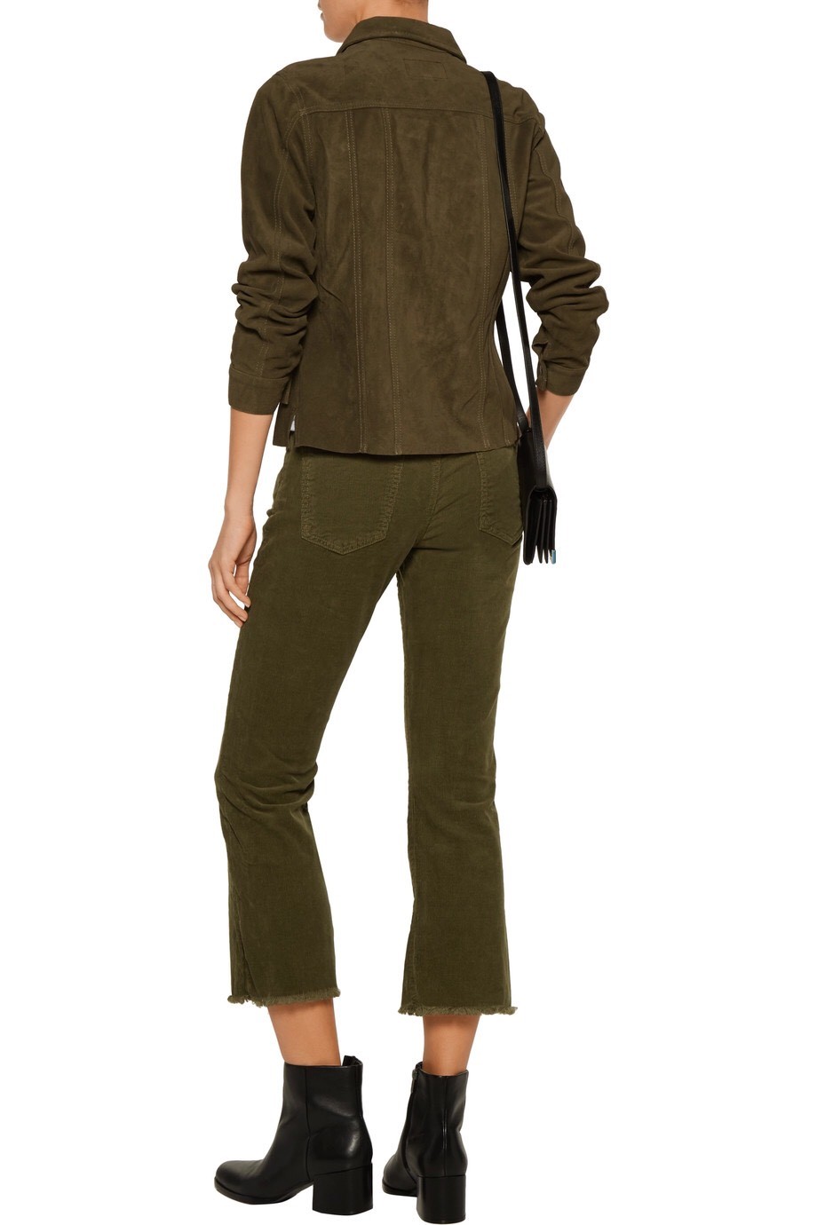 Pre-owned Current Elliott $988 Sz 1 Small  The Mechanic Suede Snap Jacket Army Green