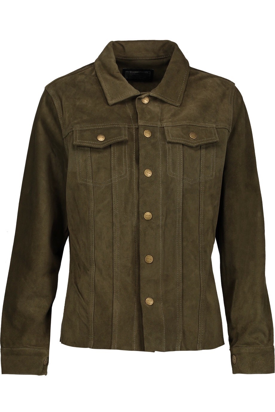 Pre-owned Current Elliott $988 Sz 1 Small  The Mechanic Suede Snap Jacket Army Green