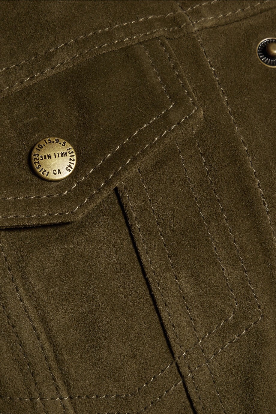 Pre-owned Current Elliott $988 Sz 1 Small  The Mechanic Suede Snap Jacket Army Green