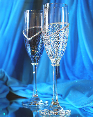 Personalized Wedding Champagne Glasses, Handmade Toasting Flutes, ...