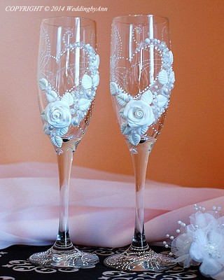 Personalized Wedding Champagne  Glasses, Handmade Toasting ...