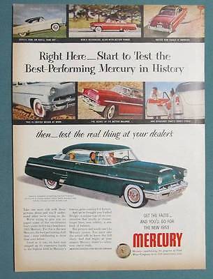 Original 1953 Mercury Car Ad TEST THE BEST PERFORMING MERCURY IN
