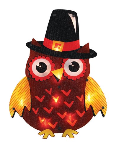 UPC 727223824847 product image for Impact Innovation 82484 Pilgrim Owl Lighted Halloween Fall Decoration, 12-3/8