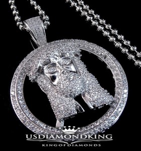 NEW-14K-WHITE-GOLD-FINISH-JESUS-PIECE-LAB-SAMULAT-DIAMOND-MEDALLION ...