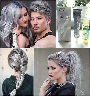 Best Of A21 Light Grey Silver Smokey Color Permanent Hair Dye Cream Punk