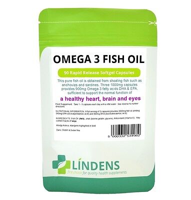 Omega 3 Fish Oil 30% DHA / EPA 90 Capsules High Strength Best Quality