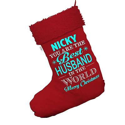 Personalised Best Husband Christmas Red Christmas Stockings Socks Red