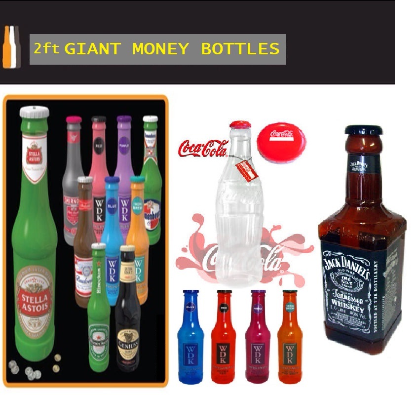 Large Stylish Money Bottles Moneyboxes Box Coins Notes Tin Plastic Piggy Bank eBay