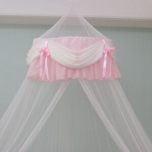 White-Pink-Chiffon-Shirring-Bed-Canopy-net-Mosquito-net-Free-New